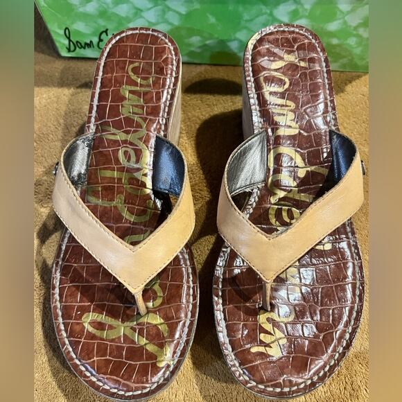 SAM Edelman Romy Cork and Leather Wedge/Platform Sandals size 7.5 - Picture 4 of 12